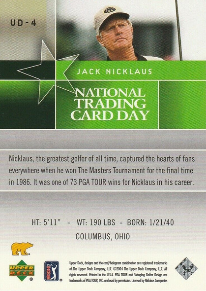 Jack Nicklaus 2004 National Trading Card Day Card UD-4