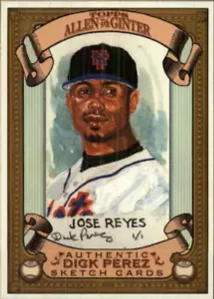 Jose Reyes 2007 Allen & Ginter Dick Perez Sketches Card 18