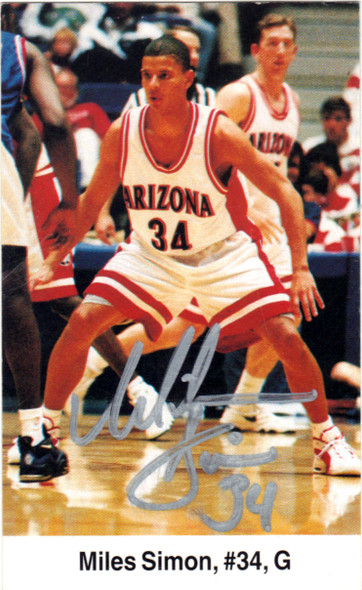 Miles Simon 1995-96 University of Arizona Autographed Card