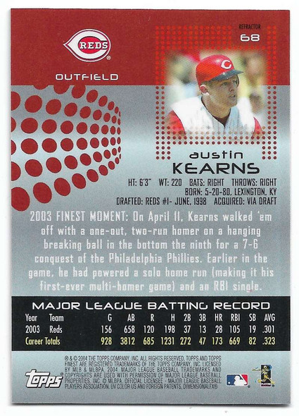 Austin Kearns 2004 Finest Refractor Card 68