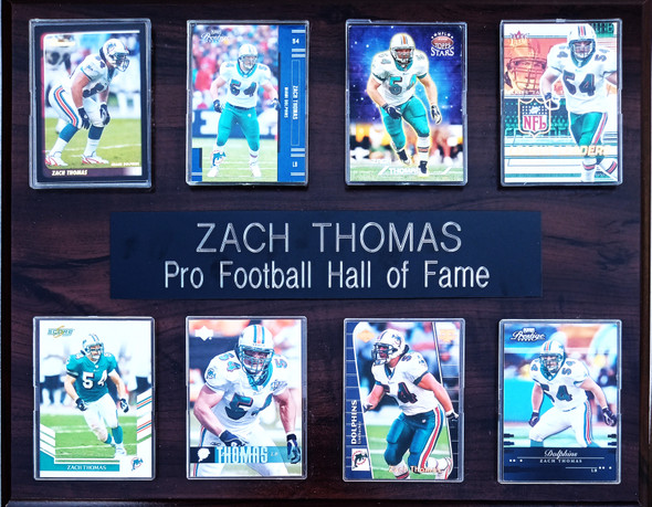 Zach Thomas Miami Dolphins 8-Card 12x15 Cherry-Finish Plaque Zach Thomas Miami Dolphins 8-Card 12x15 Cherry-Finish Plaque