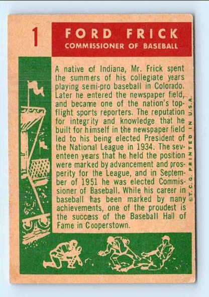 Ford Frick MLB Commissioner 1959 Topps Card 1 in Screw-Down Case