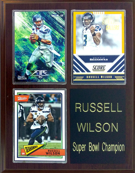Russell Wilson Seattle Seahawks 3-Card 7x9 Plaque