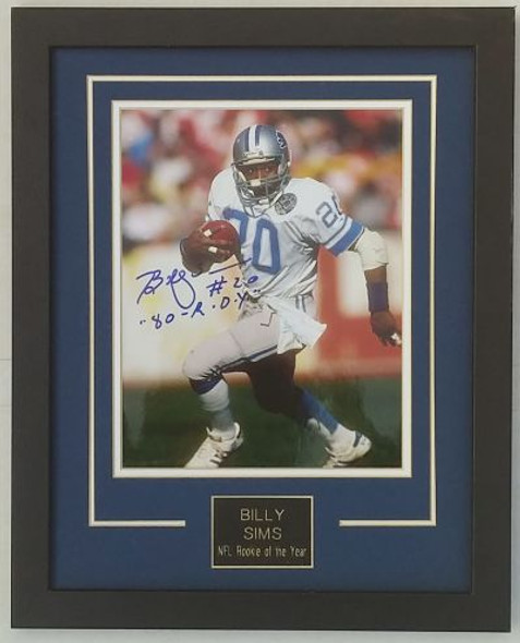 Billy Sims Detroit Lions Matted and Framed 8"x 10" Autographed Photo