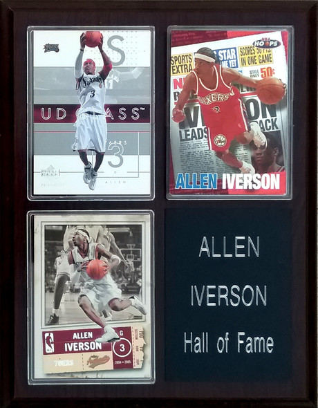 Allen Iverson Philadelphia 76ers 3-Card 7x9 Plaque