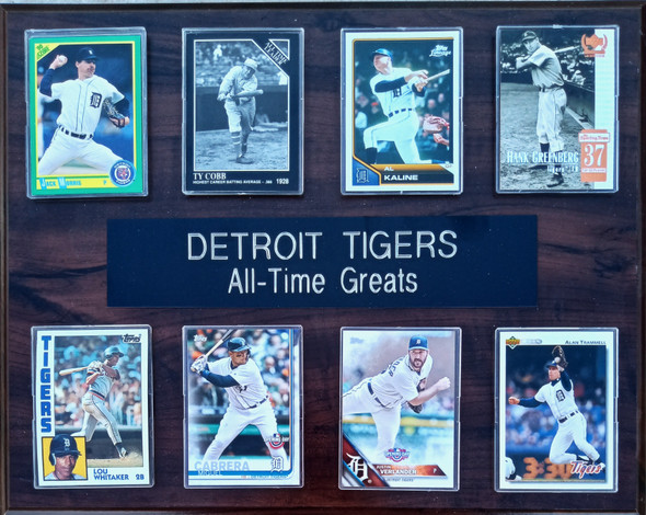 Detroit Tigers All-Time Greats 8-Card 12x15 Cherry-Finished Plaque