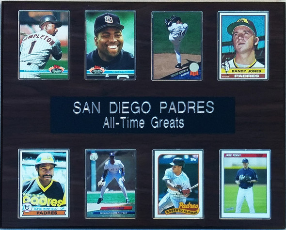 San Diego Padres All-Time Greats 8-Card 12x15 Cherry-Finished Plaque