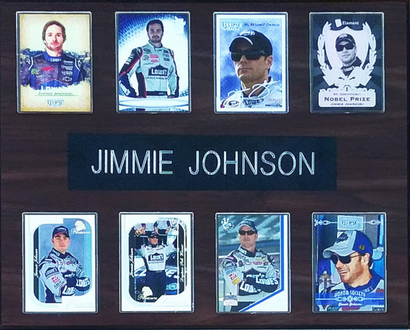 Jimmie Johnson NASCAR 8-Card 12x15 Cherry-Finished Plaque