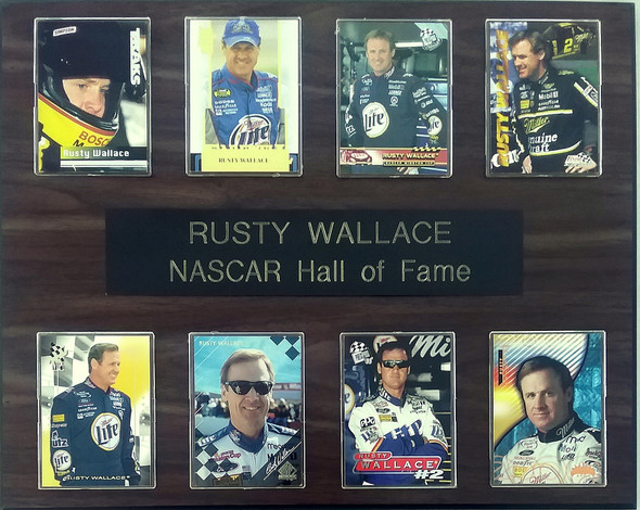 Rusty Wallace NASCAR 8-Card 12x15 Cherry-Finished Plaque