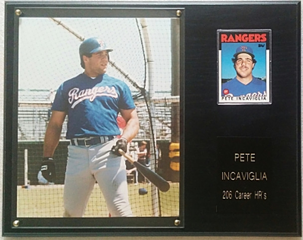 Pete Incaviglia Texas Rangers 12x15 Black-Oak Player Plaque