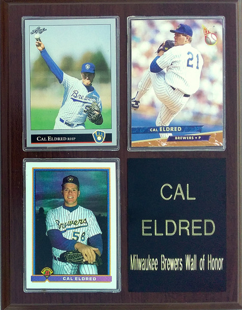 Cal Eldred Milwaukee Brewers 3-Card 7x9 Plaque