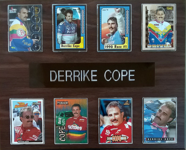 Derrike Cope NASCAR 8-Card 12x15 Cherry-Finished Plaque Derrike Cope NASCAR 8-Card 12x15 Cherry-Finished Plaque