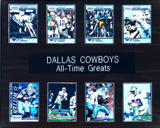 Dallas Cowboys All-Time Greats 8-Card 12x15 Cherry-Finished Plaque