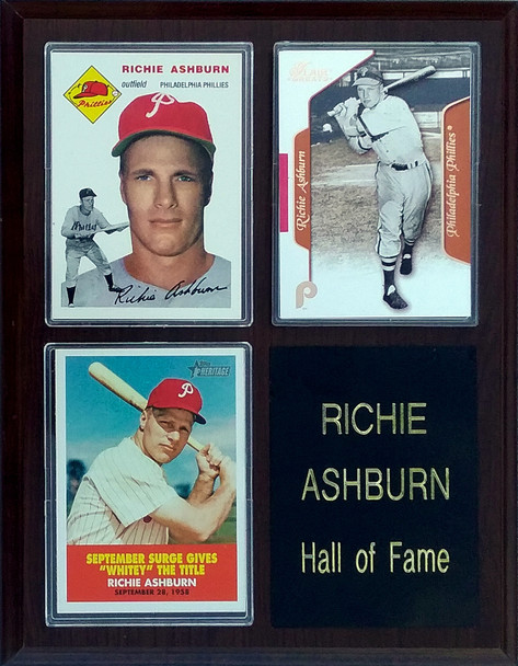 Richie Ashburn Philadelphia Phillies 3-Card 7x9 Plaque