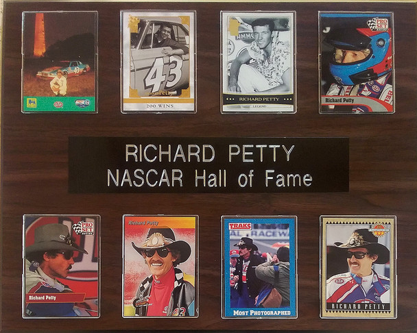 Richard Petty NASCAR 8-Card 12x15 Cherry-Finished Plaque Richard Petty NASCAR 8-Card 12x15 Cherry-Finished Plaque