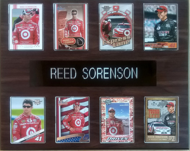 Reed Sorenson NASCAR 8-Card 12x15 Cherry-Finished Plaque