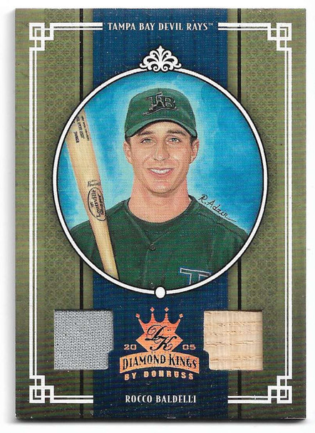 Rocco Baldelli 2005 Donruss Diamond Kings Jersey and BAT Card 222 032/200
