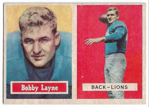 Bobby Layne 1957 Topps Card 32 Bobby Layne 1957 Topps Card 32