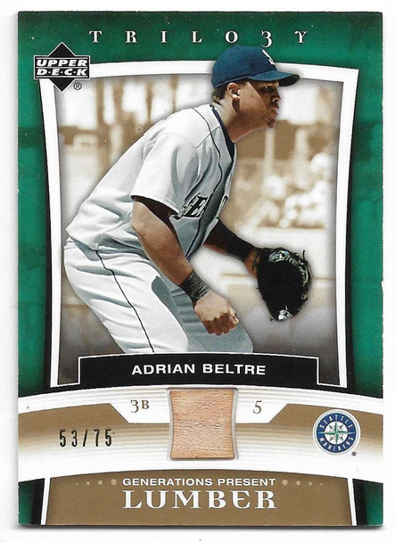 Adrian Beltre  2005 Upper Deck Trilogy Generations Plus Gold GAME-USED BAT Card PR-AB 68/75