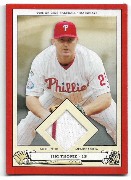 Jim Thome 2005 UD Origins Materials Jersey (2 colors) Card PB-JT