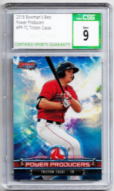 Triston Casas 2018 Bowman's Best Power Producers Card PP-TC Graded 9 CSG