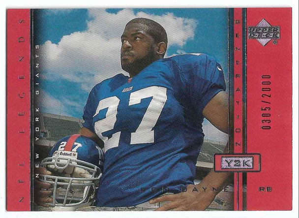 Ron Dayne 2000 Upper Deck NFL Legends Generation Y2K Rookie Card 103 0305/2000