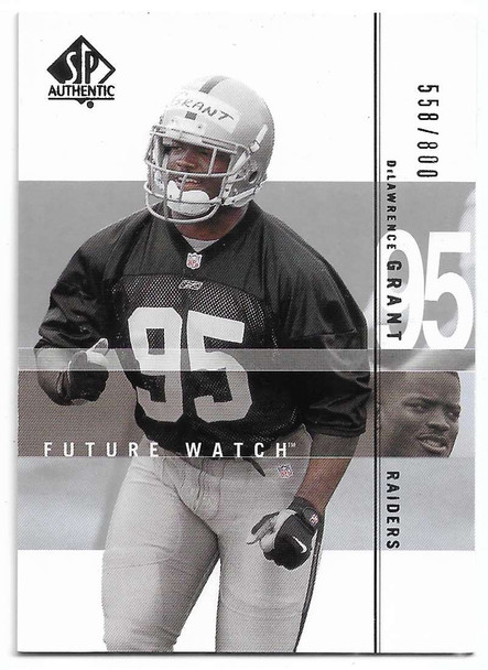 DeLawrence Grant 2001 SP Authentic Future Watch Rookie Card 167 558/800