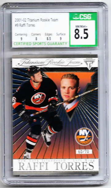 Raffi Torres 2001-02 Titanium Rookie Team Card 9 Graded 8.5 CSG