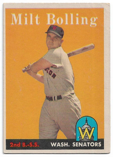 Milt Bolling 1958 Topps Card 188 (b)
