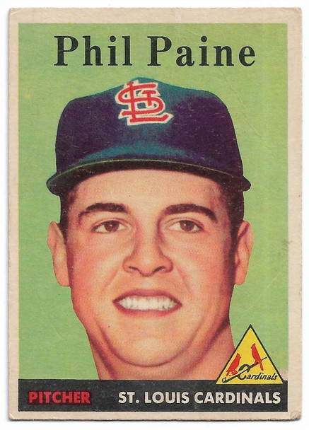 Phil Paine 1958 Topps Card 442 A Phil Paine 1958 Topps Card 442 A