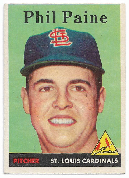 Phil Paine 1958 Topps Card 442 B Phil Paine 1958 Topps Card 442 B