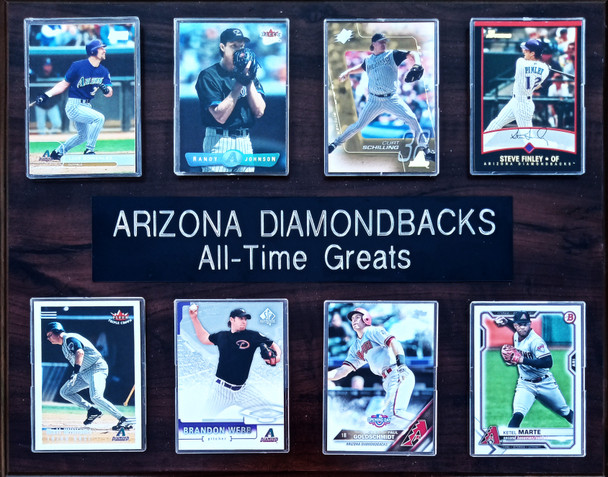 Arizona Diamondbacks All-Time Greats 8-Card 12x15 Cherry-Finished Plaque