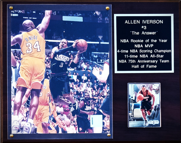 Allen Iverson Philadelphia 76ers 12x15 Cherry-Finished Stats Plaque Allen Iverson Philadelphia 76ers 12x15 Cherry-Finished Stats Plaque