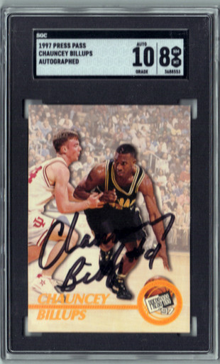 Chauncey Billups 1997-98 Press Pass Autographed Rookie Card Graded 10/8 by  SGC