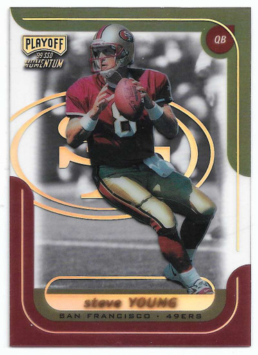 Steve Young 1998 Playoff Momentum Jersey Card