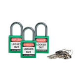 Brady Safety Plus 3 Keyed Alike Pack - Green