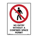 No Entry Without A Confined Space Permit - Prohibition Signs