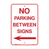 No Parking Between Signs Left Arrow - Parking Signs