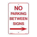 No Parking Between Signs with Right Arrow - Parking Signs