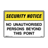 No Unauthorised Persons Beyond This Point - Security Signs