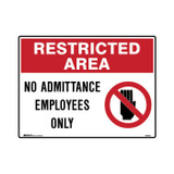 Restricted Area No Admittance Employees Only - Admittance Signs