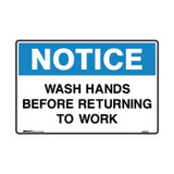 Wash Hands Before Returning To Work - Notice Signs