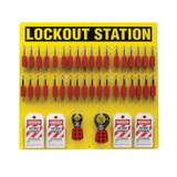 36 Lock Board Filled with Brady Safety Padlocks - Lock Boards