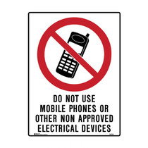Do Not Use Mobile Phones Or Non Approved Electrical Devices - Prohibition Signs - Part No. 847977S29