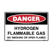 Hydrogen Flammable Gas No Smoking Or Open Flames - Danger Signs