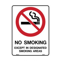No Smoking Except In Designated Areas - Prohibition Signs