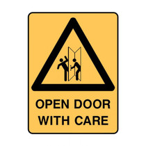 Open Door With Care - Caution Signs