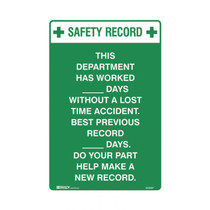 Safety Record This Department Has Worked - First Aid Signs - Part No. 832687