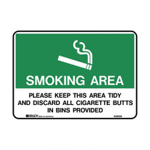 Smoking Area Please Keep This Area Tidy - No Smoking Signs - Part No. 859626