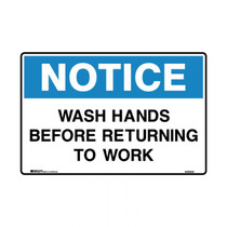 Wash Hands Before Returning To Work - Notice Signs